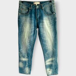 Signature 8 Denim Jeans Boyfriend Button Fly Hi Rise Stonewash Acid Size S